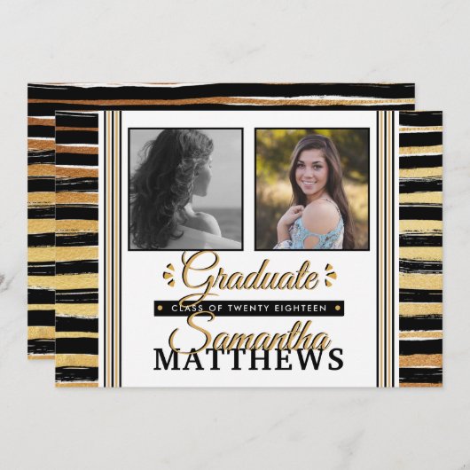 トレンディータイポグラフィ写真の卒業発表 案内状 (正面/裏面)