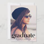 トレンディータイポグラフィ写真の卒業発表 案内状 (正面)