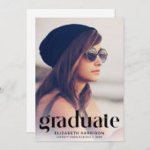 トレンディータイポグラフィ写真の卒業発表 案内状 (正面/裏面)