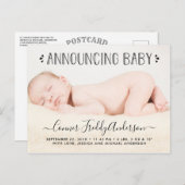 トレンディータイポグラフィ写真の誕生発表 案内ポストカード (正面/裏面)