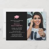 トレンディータイポグラフィ写真コラージュ卒業党 招待状 (裏面)