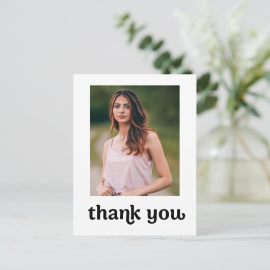 トレンディータイポグラフィ卒業写真ありがとう ポストカード (スタンド正面)