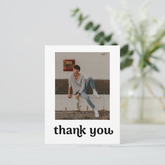 トレンディータイポグラフィ卒業写真ありがとう ポストカード (スタンド正面)