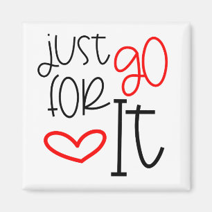 トレンディータイポグラフィ引用文Just Go For It Black Red マグネット