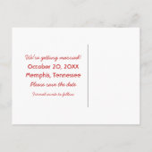 トレンディータイポグラフィ日付はがきを保存する、赤 案内ポストカード (裏面)