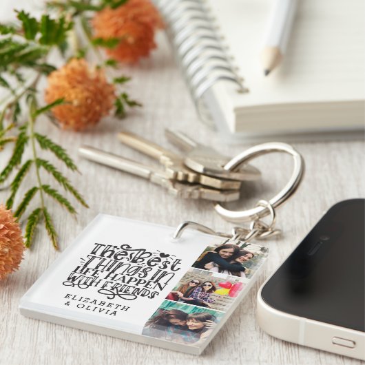 トレンディータイポグラフィ最高のフレンド名フォトコラージュ キーホルダー (正面右)