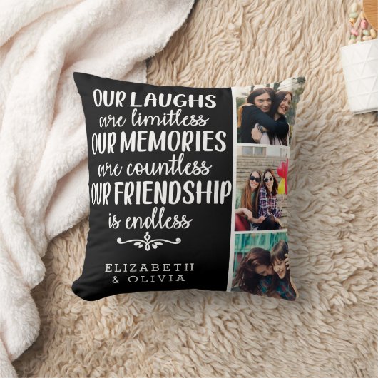 トレンディータイポグラフィ最高のフレンド名フォトコラージュ クッション (ブランケット)