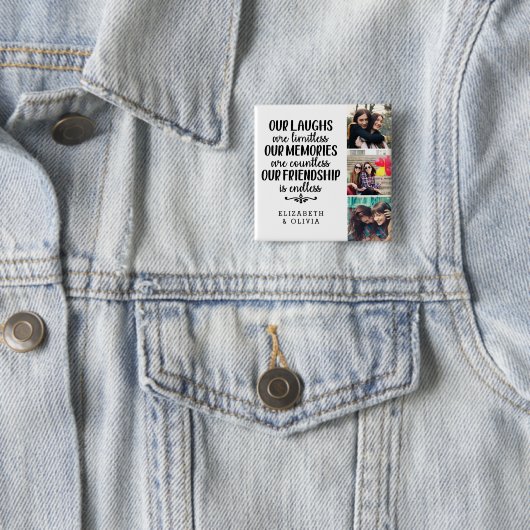 トレンディータイポグラフィ最高のフレンド名フォトコラージュ 缶バッジ (インサイチュ)