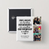 トレンディータイポグラフィ最高のフレンド名フォトコラージュ 缶バッジ (正面&裏面)