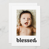 トレンディータイポグラフィ賛美クロスベビーバプティスフォト サンキューカード (正面/裏面)