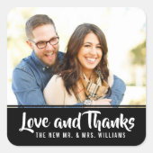 トレンディータイポグラフィ |写真カスタムの結婚件について スクエアシール (正面)