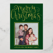 トレンディータイポグラフィ「Merry Christmas」写真実在 箔シーズンカード (正面)