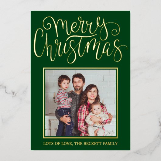 トレンディータイポグラフィ「Merry Christmas」写真実在 箔シーズンカード (正面)