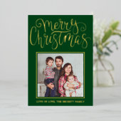 トレンディータイポグラフィ「Merry Christmas」写真実在 箔シーズンカード (立ち正面)