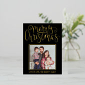 トレンディータイポグラフィ「Merry Christmas」写真実在 箔シーズンポストカード (立ち正面)