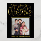 トレンディータイポグラフィ「Merry Christmas」写真実在 箔シーズンポストカード (正面)