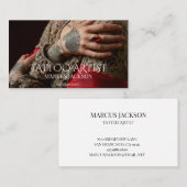 トレンディータトゥーアーティストフォトホワイトタイポグラフィ 名刺 (正面/裏面)