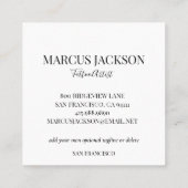 トレンディータトゥーアーティストホワイトタイポグラフィ写真 スクエア名刺 (裏面)