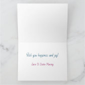 トレンディーターコイズグリッタードリップスグラフィッククリスマス カード (内部)