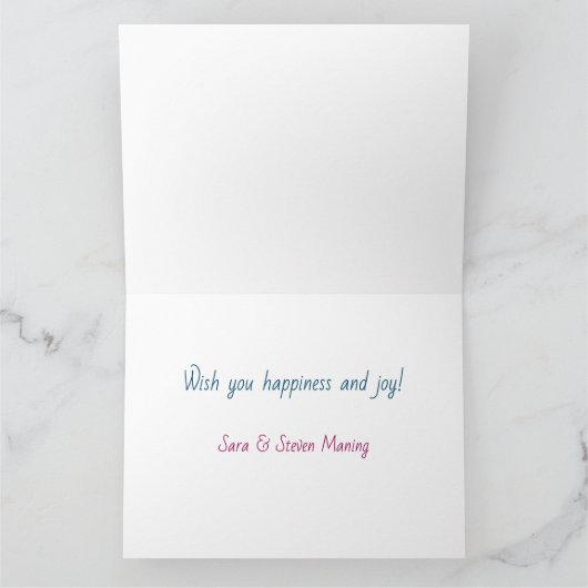 トレンディーターコイズグリッタードリップスグラフィッククリスマス カード (内部)