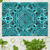 トレンディーターコイズティール(緑がかった色)ブルーお尻ボヘミアンバリアート キッチンタオル (折り畳み)