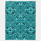 トレンディーターコイズティール(緑がかった色)ブルーお尻ボヘミアンバリアート フリースブランケット (正面)