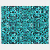 トレンディーターコイズティール(緑がかった色)ブルーお尻ボヘミアンバリアート フリースブランケット (正面(横))