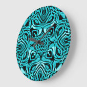 トレンディーターコイズティール(緑がかった色)ブルーお尻ボヘミアンバリアート ラージ壁時計 (傾斜)