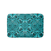 トレンディーターコイズティール(緑がかった色)ブルートライバルアート バスマット (正面)