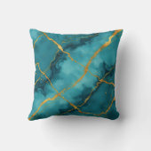 トレンディーターコイズブルー金ゴールドマーブルコレクション クッション (裏面)