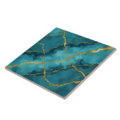 トレンディーターコイズブルー金ゴールドマーブルコレクション タイル (側面)