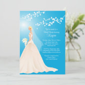 トレンディーターコイズブロンドブライドブライダルシャワー招待状 招待状 (スタンド正面)