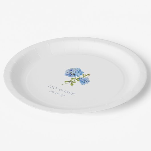 トレンディーダスティーブルーフローラアジサイイベント結婚ズ ペーパープレート (アングル)