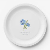 トレンディーダスティーブルーフローラアジサイイベント結婚ズ ペーパープレート (正面)