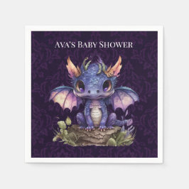 トレンディーダマスクパープルドラゴンガールボーイ赤ちゃんシャワー スタンダードカクテルナプキン