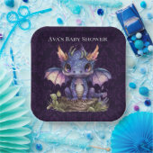 トレンディーダマスクパープルドラゴンガールボーイ赤ちゃんシャワー ペーパープレート (パーティー)