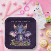 トレンディーダマスクパープルドラゴンガールボーイ赤ちゃんシャワー ペーパープレート (パーティー)