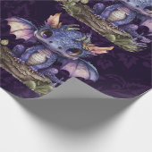 トレンディーダマスクパープルドラゴンガールボーイ赤ちゃんシャワー ラッピングペーパー (角)