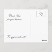 トレンディーダマスクパープルビジネスカサンキューード ポストカード (裏面)