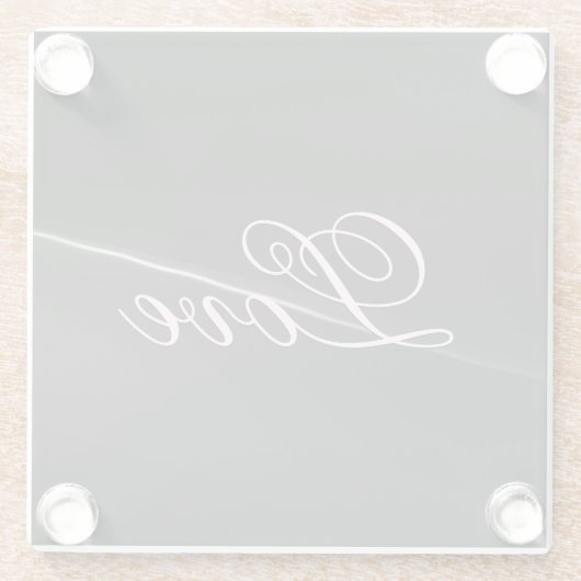トレンディーダークグレーウェーブラヴ結婚ィズ書道 ガラスコースター (裏面)