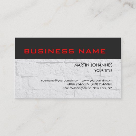 トレンディーダークグレーブリックウォールレッド名刺 名刺 (正面)