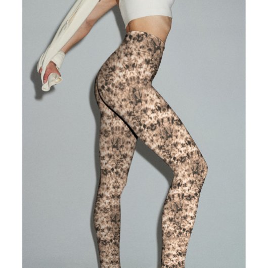 トレンディーダークベージュグラデーション絞り染め絞り効果 レギンス