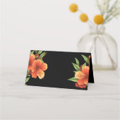 トレンディーダークムーディオレンジ結婚フローラ プレイスカード (裏面)