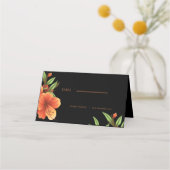 トレンディーダークムーディオレンジ結婚フローラ プレイスカード (正面)