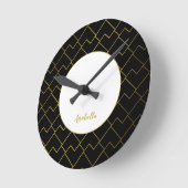 トレンディーチックな幾何金色の赤面タイルパターン ラウンド壁時計 (傾斜)