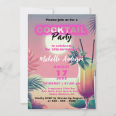 トレンディーチックトロピカルサマーサンセットカクテルパーティー 招待状 (正面)