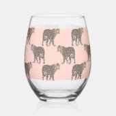 トレンディーチックヒョウ動物のパターン ステムなしワイングラス (裏面)