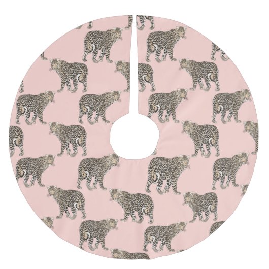 トレンディーチックヒョウ動物のパターン ブラッシュドポリエステルツリースカート (正面)