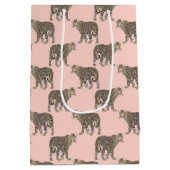 トレンディーチックヒョウ動物のパターン ミディアムペーパーバッグ (裏面)