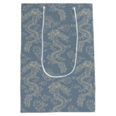 トレンディーチノイスリールナーお祝いドラゴン金ゴールド ミディアムペーパーバッグ (裏面)